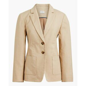 J. Crew Factory Refined Linen-Blend Blazer 6 Beige‎ Tan Button-Down Classic Work